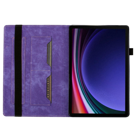 For Samsung Galaxy Tab S9 FE+ / S9+ / S8+ Butterfly Cat Embossing Leather Tablet Case(Purple)