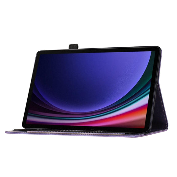 For Samsung Galaxy Tab S9 FE+ / S9+ / S8+ Butterfly Cat Embossing Leather Tablet Case(Purple)