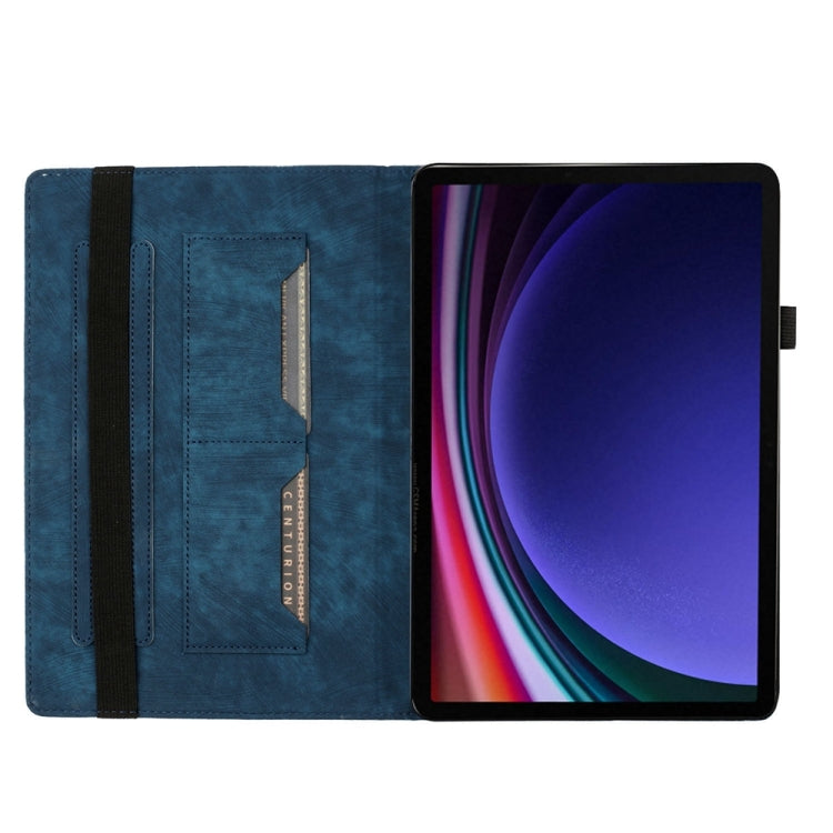 For Samsung Galaxy Tab S9 FE+ / S9+ / S8+ Butterfly Cat Embossing Leather Tablet Case(Dark Blue)