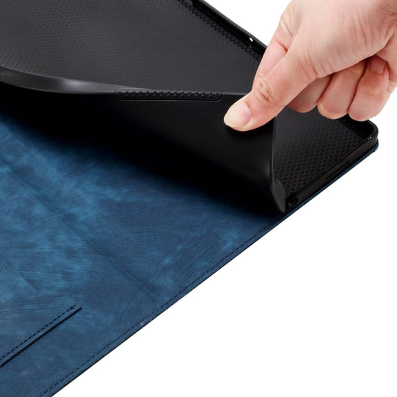 For Samsung Galaxy Tab S9 FE+ / S9+ / S8+ Butterfly Cat Embossing Leather Tablet Case(Dark Blue)