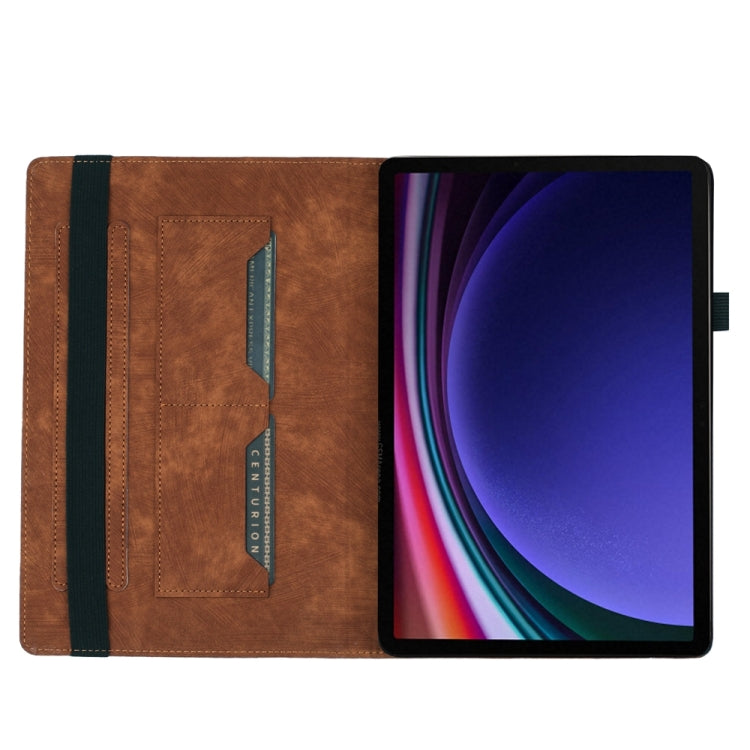 For Samsung Galaxy Tab S9 FE+ / S9+ / S8+ Butterfly Cat Embossing Leather Tablet Case(Brown)
