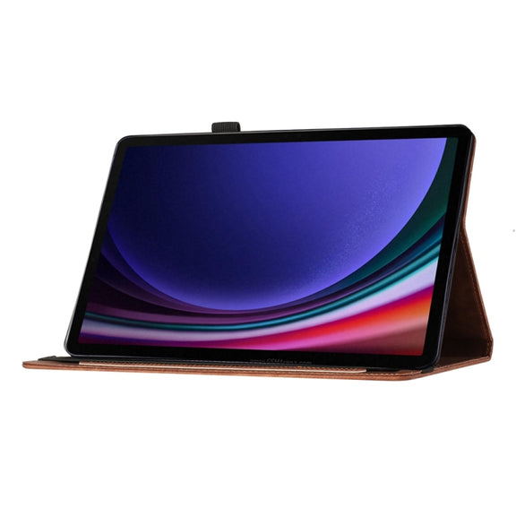For Samsung Galaxy Tab S9 FE+ / S9+ / S8+ Butterfly Cat Embossing Leather Tablet Case(Brown)