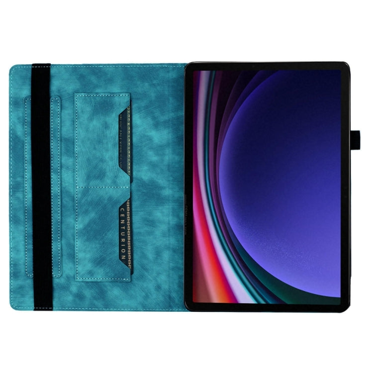 For Samsung Galaxy Tab S9 FE+ / S9+ / S8+ Butterfly Cat Embossing Leather Tablet Case(Sky Blue)