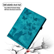 For Samsung Galaxy Tab S9 FE+ / S9+ / S8+ Butterfly Cat Embossing Leather Tablet Case(Sky Blue)