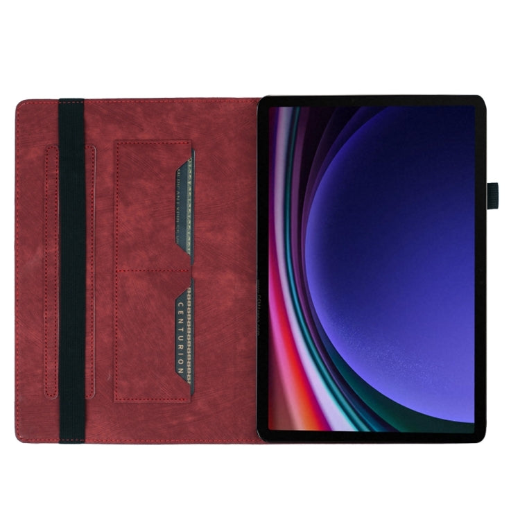 For Samsung Galaxy Tab S9 Ultra / S8 Ultra Butterfly Cat Embossing Leather Tablet Case(Red)