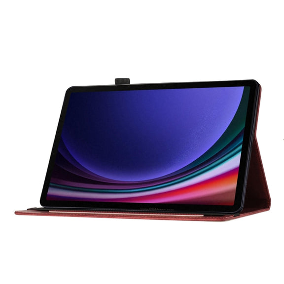 For Samsung Galaxy Tab S9 Ultra / S8 Ultra Butterfly Cat Embossing Leather Tablet Case(Red)