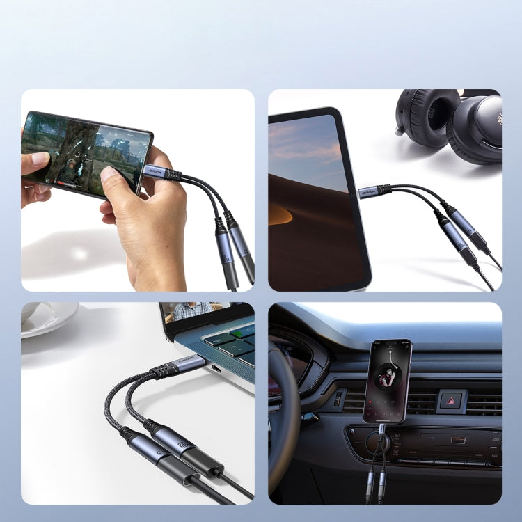 JOYROOM SY-C03 2 in 1 USB-C/Type-C to Dual USB-C/Type-C Audio Adapter Cable(Black)