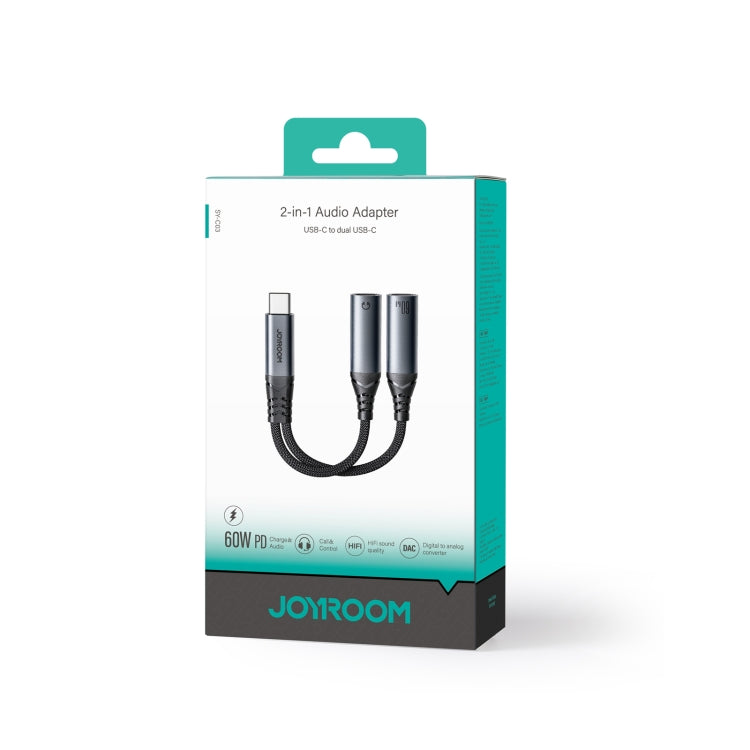 JOYROOM SY-C03 2 in 1 USB-C/Type-C to Dual USB-C/Type-C Audio Adapter Cable(Black)