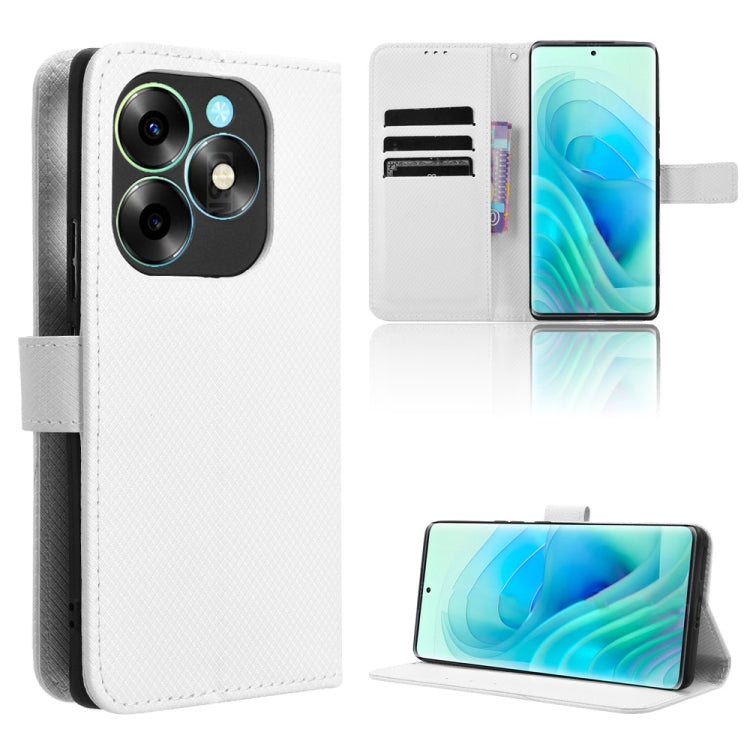 For itel S23+ S681LN Diamond Texture Leather Phone Case(White)