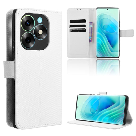 For itel S23+ S681LN Diamond Texture Leather Phone Case(White)