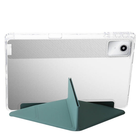 For Lenovo Tab M11 /Xiaoxin Pad 11 2024 Clear Acrylic Deformation Leather Tablet Case(Deep Green)