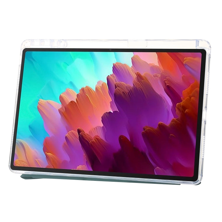 For Lenovo Tab M11 /Xiaoxin Pad 11 2024 Clear Acrylic Deformation Leather Tablet Case(Deep Green)