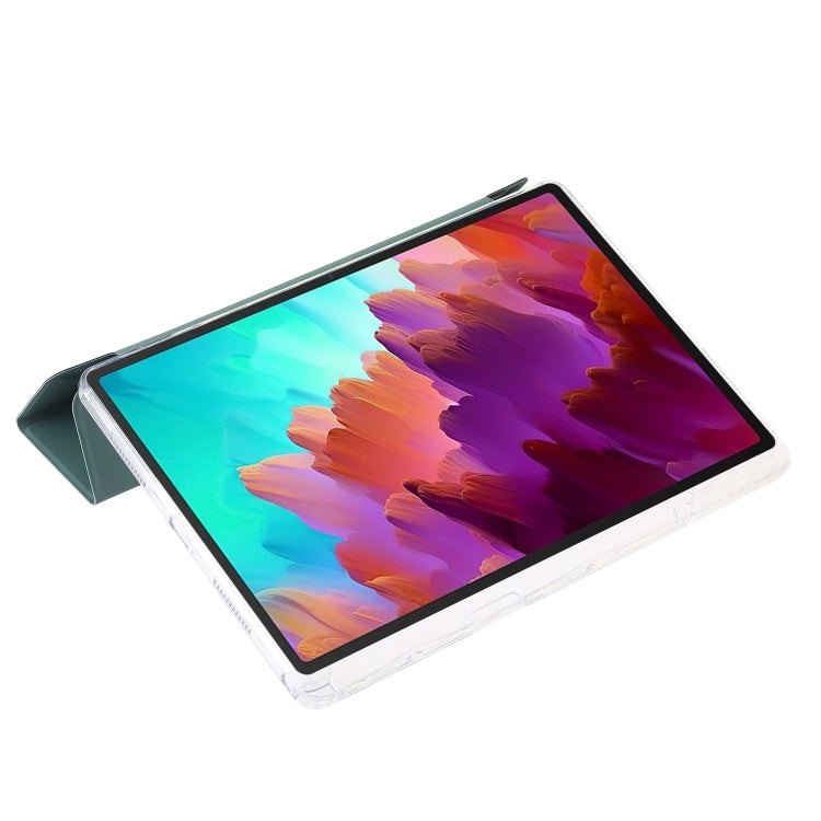 For Lenovo Tab M11 /Xiaoxin Pad 11 2024 Clear Acrylic Deformation Leather Tablet Case(Deep Green)