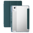 For Lenovo Tab M11 /Xiaoxin Pad 11 2024 Clear Acrylic 3-Fold Leather Tablet Case(Deep Green) - Lenovo by PMC TechLife | Online Shopping South Africa | PMC TechLife | Buy Now Pay Later Mobicred