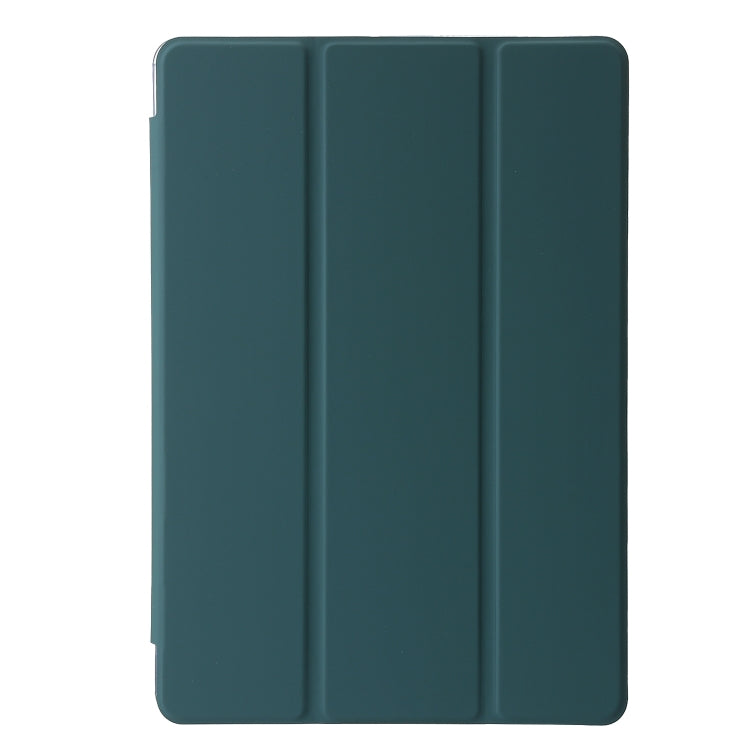 For Lenovo Tab M11 /Xiaoxin Pad 11 2024 Clear Acrylic 3-Fold Leather Tablet Case(Deep Green)