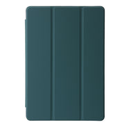 For Lenovo Tab M11 /Xiaoxin Pad 11 2024 Clear Acrylic 3-Fold Leather Tablet Case(Deep Green)