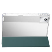 For Lenovo Tab M11 /Xiaoxin Pad 11 2024 Clear Acrylic 3-Fold Leather Tablet Case(Deep Green)