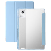 For Lenovo Tab M11 /Xiaoxin Pad 11 2024 Clear Acrylic 3-Fold Leather Tablet Case(Ice Blue)