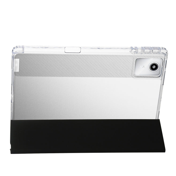 For Lenovo Tab M11 /Xiaoxin Pad 11 2024 Clear Acrylic 3-Fold Leather Tablet Case(Black)