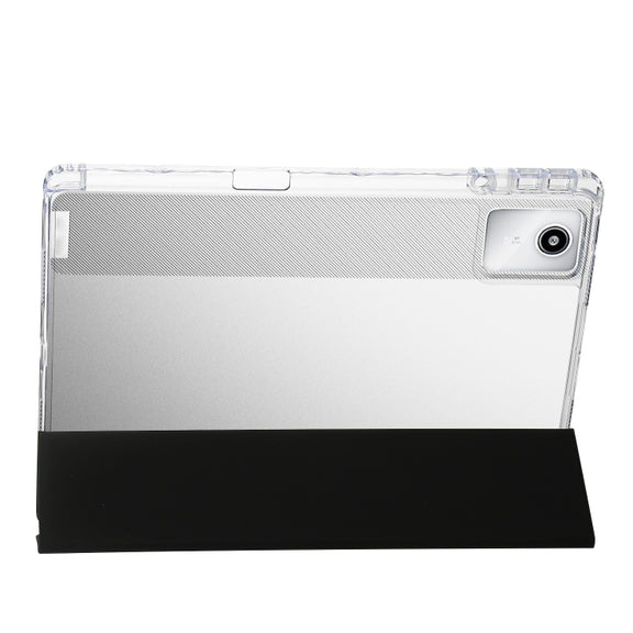 For Lenovo Tab M11 /Xiaoxin Pad 11 2024 Clear Acrylic 3-Fold Leather Tablet Case(Black)