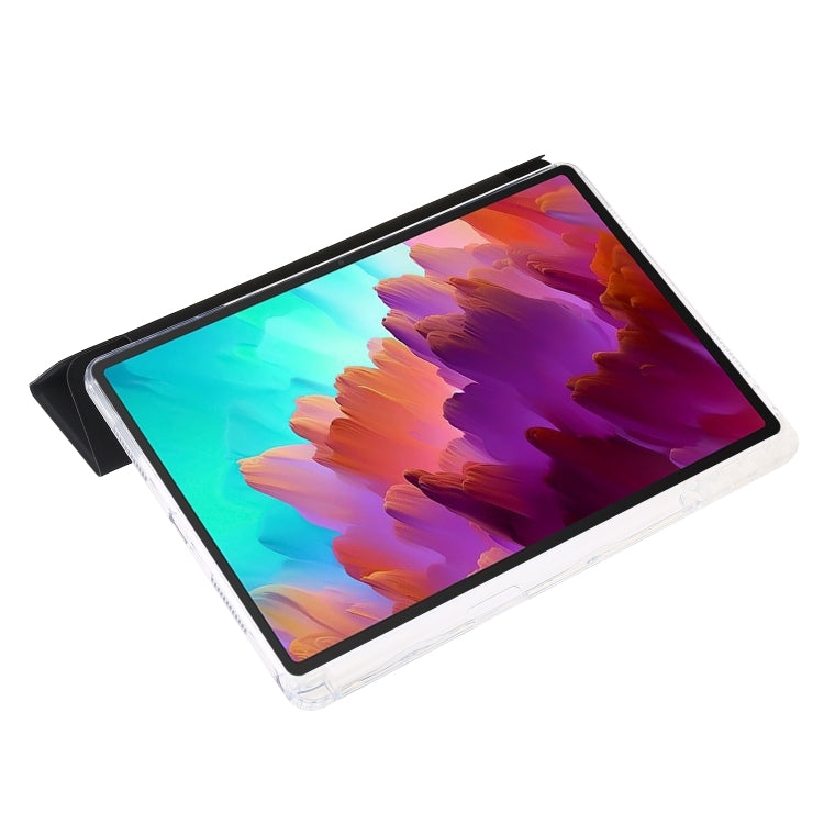 For Lenovo Tab M11 /Xiaoxin Pad 11 2024 Clear Acrylic 3-Fold Leather Tablet Case(Black)