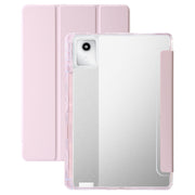 For Lenovo Tab M11 /Xiaoxin Pad 11 2024 Clear Acrylic 3-Fold Leather Tablet Case(Pink)