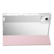 For Lenovo Tab M11 /Xiaoxin Pad 11 2024 Clear Acrylic 3-Fold Leather Tablet Case(Pink)