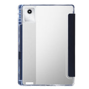 For Lenovo Tab M11 /Xiaoxin Pad 11 2024 Clear Acrylic 3-Fold Leather Tablet Case(Dark Blue)