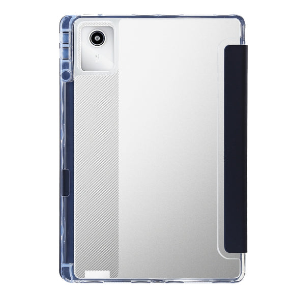 For Lenovo Tab M11 /Xiaoxin Pad 11 2024 Clear Acrylic 3-Fold Leather Tablet Case(Dark Blue)