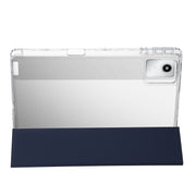 For Lenovo Tab M11 /Xiaoxin Pad 11 2024 Clear Acrylic 3-Fold Leather Tablet Case(Dark Blue)