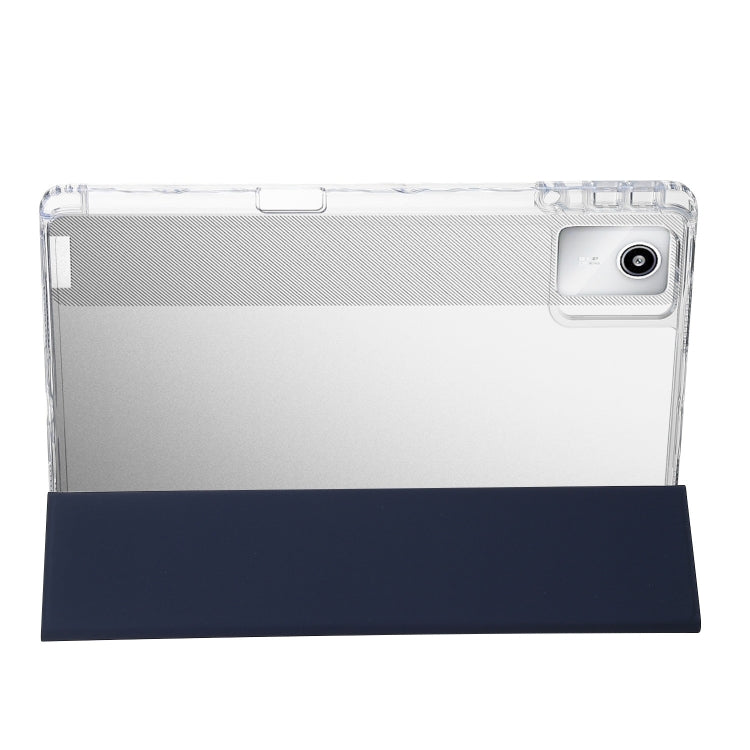 For Lenovo Tab M11 /Xiaoxin Pad 11 2024 Clear Acrylic 3-Fold Leather Tablet Case(Dark Blue)
