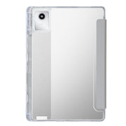 For Lenovo Tab M11 /Xiaoxin Pad 11 2024 Clear Acrylic 3-Fold Leather Tablet Case(Grey)