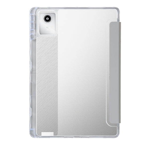 For Lenovo Tab M11 /Xiaoxin Pad 11 2024 Clear Acrylic 3-Fold Leather Tablet Case(Grey)