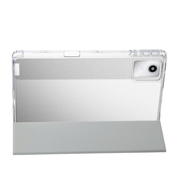 For Lenovo Tab M11 /Xiaoxin Pad 11 2024 Clear Acrylic 3-Fold Leather Tablet Case(Grey)