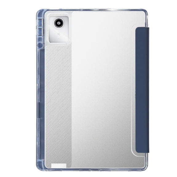 For Lenovo Tab M11 /Xiaoxin Pad 11 2024 Clear Acrylic 3-Fold Leather Tablet Case(Lavender)