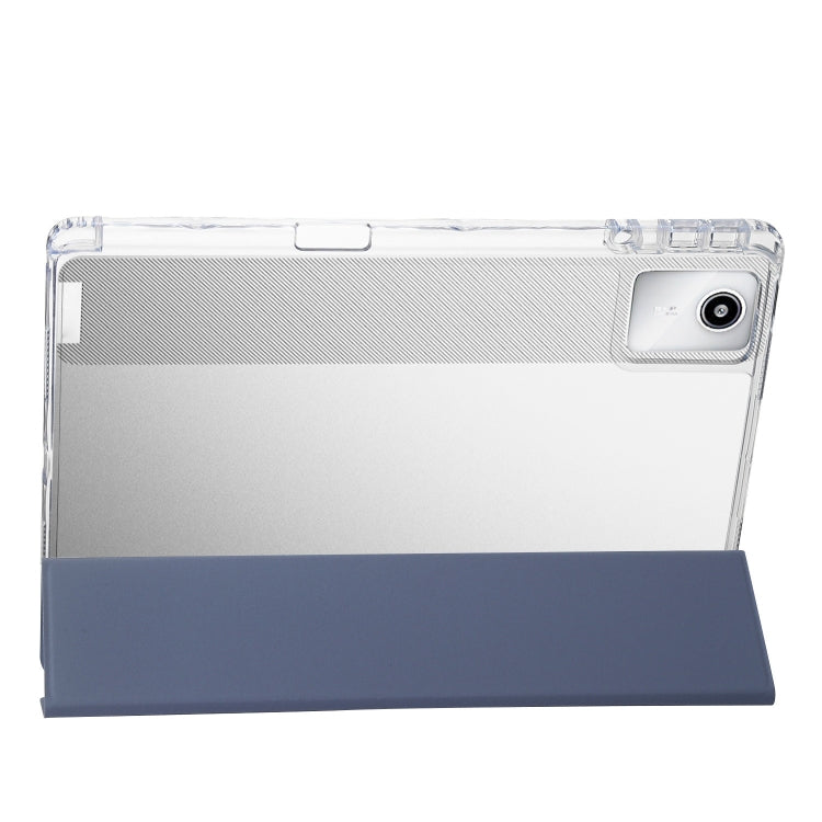 For Lenovo Tab M11 /Xiaoxin Pad 11 2024 Clear Acrylic 3-Fold Leather Tablet Case(Lavender)