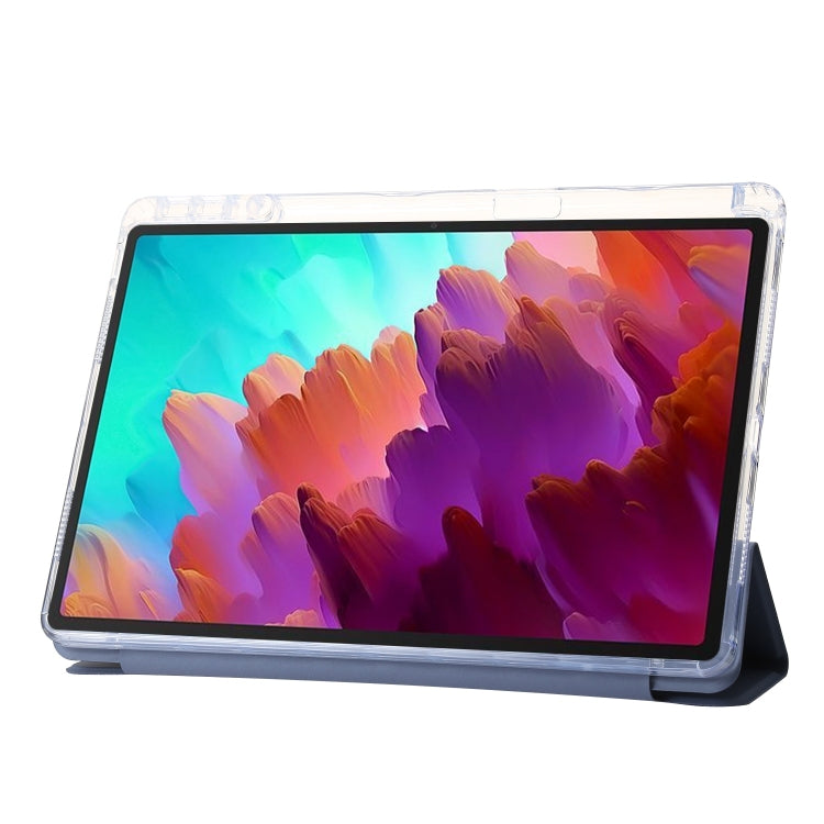 For Lenovo Tab M11 /Xiaoxin Pad 11 2024 Clear Acrylic 3-Fold Leather Tablet Case(Lavender)