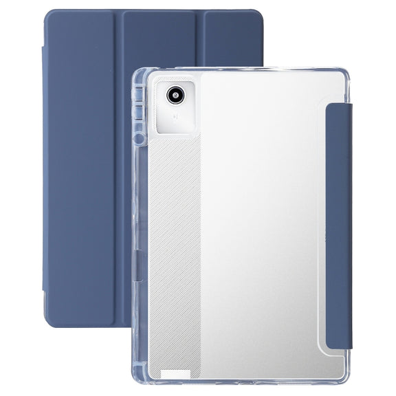 For Lenovo Tab M11 /Xiaoxin Pad 11 2024 Clear Acrylic 3-Fold Leather Tablet Case(Lavender)