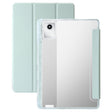For Lenovo Tab M11 /Xiaoxin Pad 11 2024 Clear Acrylic 3-Fold Leather Tablet Case(Green) - Lenovo by PMC Jewellery | Online Shopping South Africa | PMC Jewellery | Buy Now Pay Later Mobicred