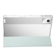 For Lenovo Tab M11 /Xiaoxin Pad 11 2024 Clear Acrylic 3-Fold Leather Tablet Case(Green)