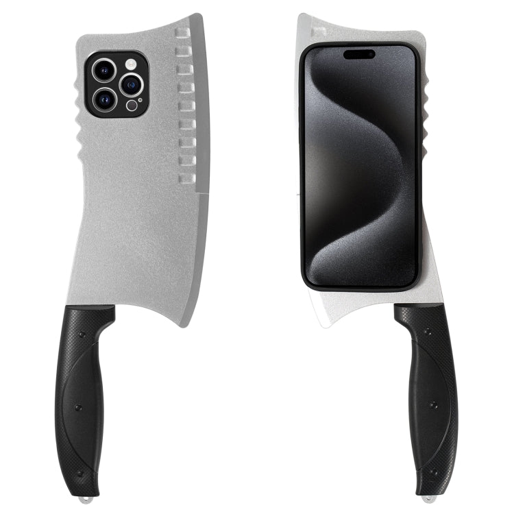 For iPhone 15 Pro Max Simulated Kitchen Knife TPU + PC Phone Case(Silver)