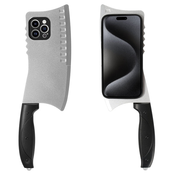 For iPhone 15 Pro Max Simulated Kitchen Knife TPU + PC Phone Case(Silver)