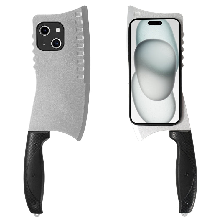 For iPhone 15 Plus Simulated Kitchen Knife TPU + PC Phone Case(Silver)