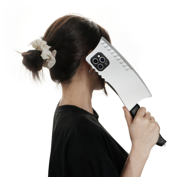 For iPhone 14 Simulated Kitchen Knife TPU + PC Phone Case(Silver)