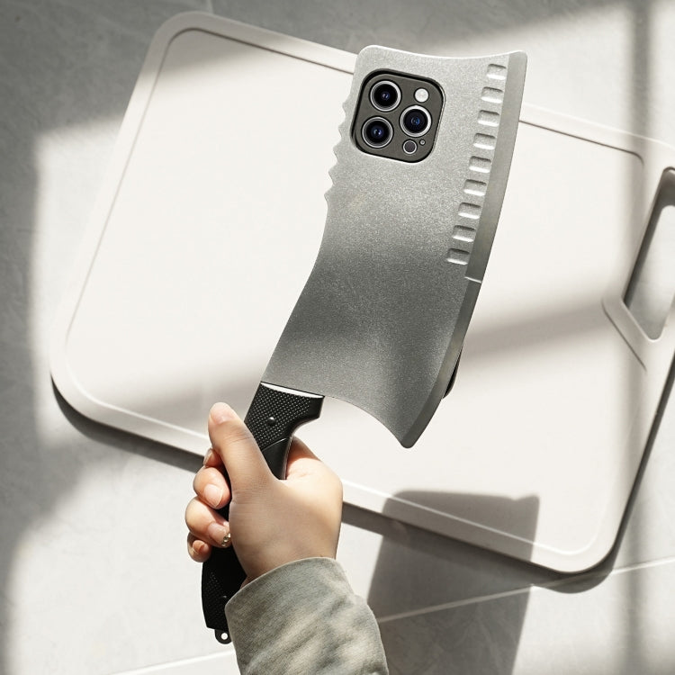 For iPhone 14 Simulated Kitchen Knife TPU + PC Phone Case(Silver)