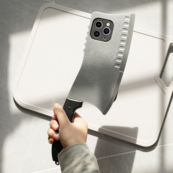 For iPhone 14 Simulated Kitchen Knife TPU + PC Phone Case(Silver)