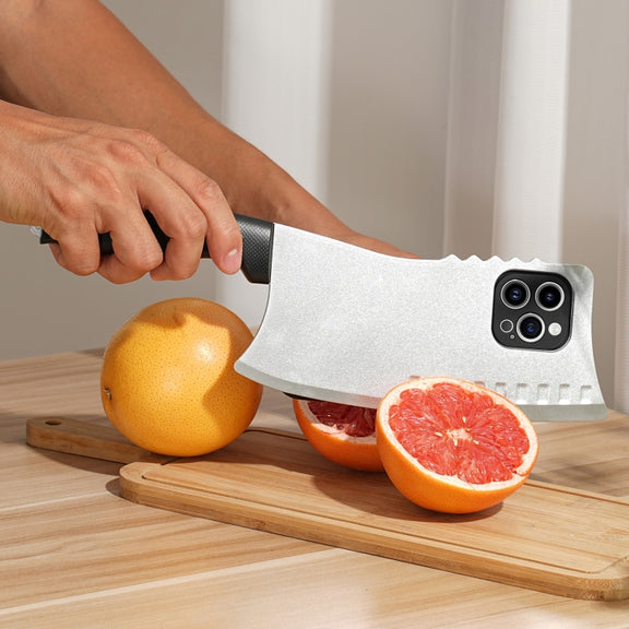 For iPhone 14 Simulated Kitchen Knife TPU + PC Phone Case(Silver)