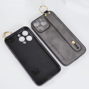 For iPhone 15 Lambskin Wristband Holder Phone Case(Green)