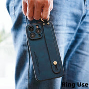 For iPhone 15 Lambskin Wristband Holder Phone Case(Green)