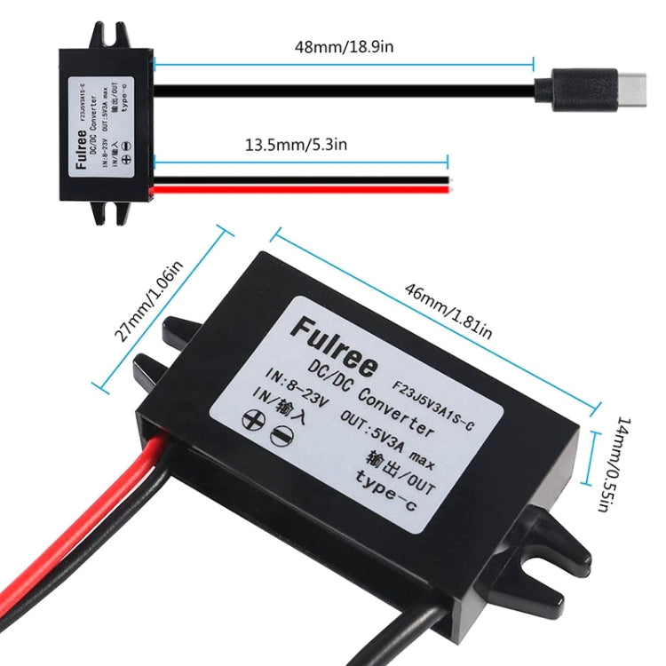 12V to 5V 3A Car Power Converter DC Module Voltage Regulator, Style:Dual USB with Ears